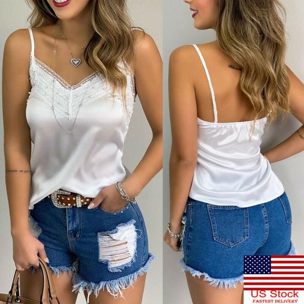 women's blouses & shirts sleeveless womens lace v neck ladies evening party vest tank strappy cami blouse, White
women's blouses & shirts sleeveless womens lace v neck ladies evening party vest tank strappy cami blouse, White