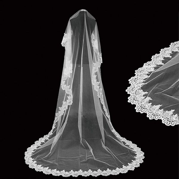 bridal veils long lace embroidery net yarn trailing simple retro edge wedding accessories in white ivory, Black
bridal veils long lace embroidery net yarn trailing simple retro edge wedding accessories in white ivory, Black