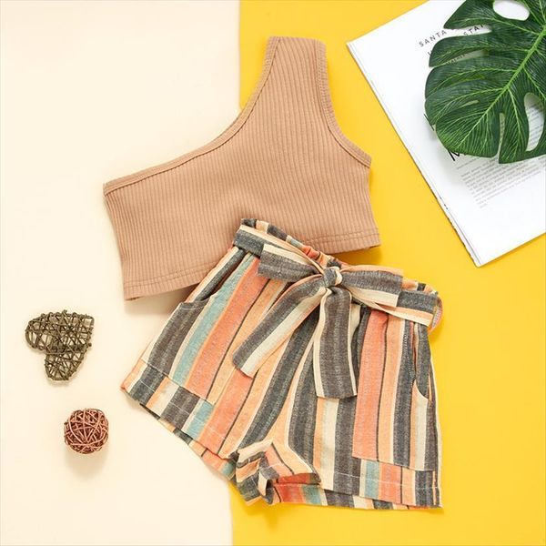 4 8 years kids baby girls fashion 2 piece outfit one shoulder stripe shorts set for children casual clothes, White
4 8 years kids baby girls fashion 2 piece outfit one shoulder stripe shorts set for children casual clothes, White