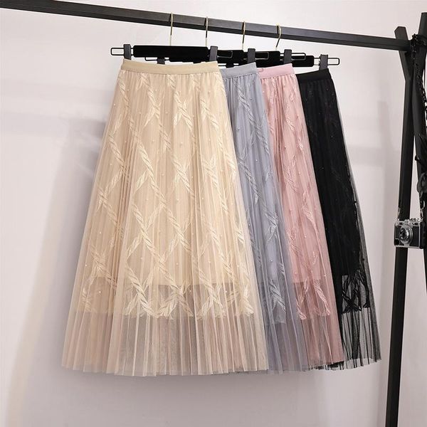 summer beading mesh midi skirt female leisure high waist a line pleated tulle fashion korean style long skirts for women, Black
summer beading mesh midi skirt female leisure high waist a line pleated tulle fashion korean style long skirts for women, Black