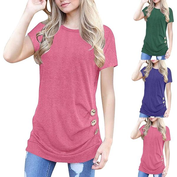 women's t-shirt oversized womens tshirt o neck loose casual fashion solid button decorate short sleeve tshirts 2021, White
women's t-shirt oversized womens tshirt o neck loose casual fashion solid button decorate short sleeve tshirts 2021, White