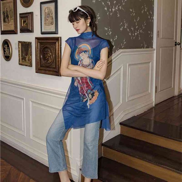 women's knits & tees buddha print turtleneck long mesh blouse women blue short sleeve summer ladies asymmetrical fashion 3gea, White
women's knits & tees buddha print turtleneck long mesh blouse women blue short sleeve summer ladies asymmetrical fashion 3gea, White