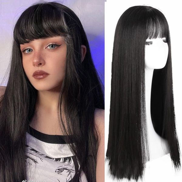 synthetic wigs houyan long straight hair black heat-resistant cute party bangs accessories wig cosplay
synthetic wigs houyan long straight hair black heat-resistant cute party bangs accessories wig cosplay
