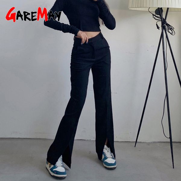 black pants women trousers straight slit leg office lady sweatpants korean clothes flare vintage streetwear bottoms 210428, Black;white
black pants women trousers straight slit leg office lady sweatpants korean clothes flare vintage streetwear bottoms 210428, Black;white