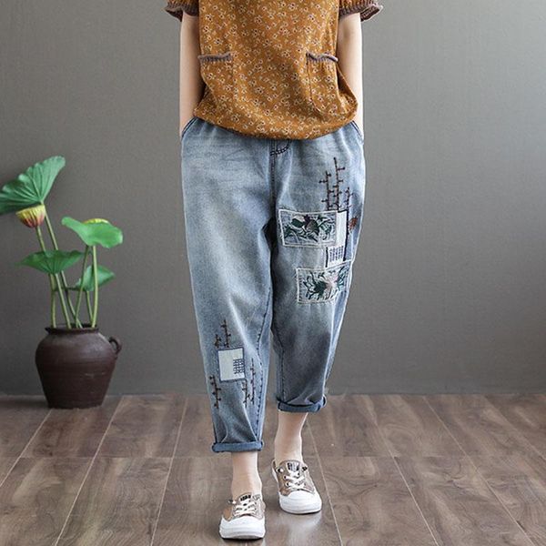 women's jeans embroidery boyfriend for women vintage patchwork regular-fit mid rise loose slimming ethnic style harlan dad cropped pant, Blue
women's jeans embroidery boyfriend for women vintage patchwork regular-fit mid rise loose slimming ethnic style harlan dad cropped pant, Blue