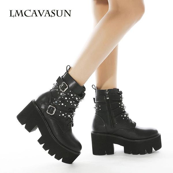 boots lmcavasun autumn and winter lace-up women's thick-soled rivets side zipper short women, Black
boots lmcavasun autumn and winter lace-up women's thick-soled rivets side zipper short women, Black