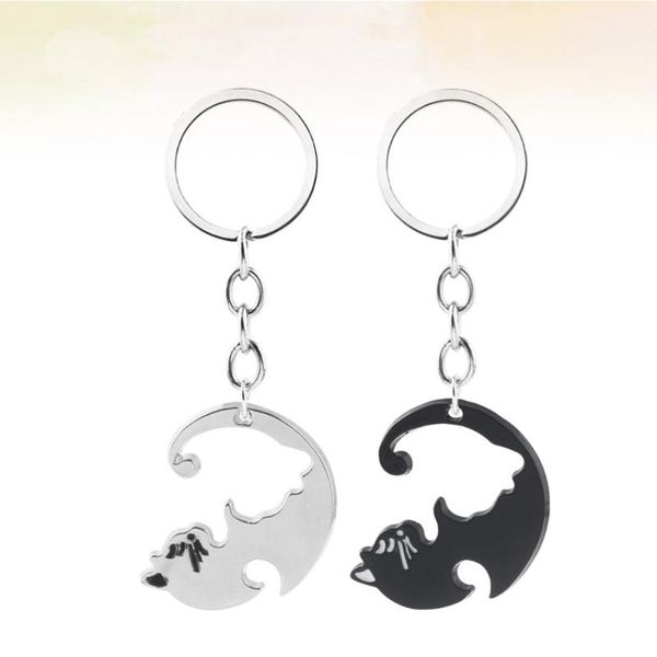 keychains black white cat key rings bag hanging ornament couple puzzle keychain pendant, Silver
keychains black white cat key rings bag hanging ornament couple puzzle keychain pendant, Silver