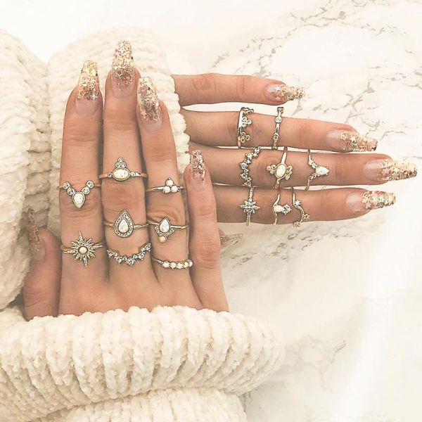 wedding rings 16 pcs/set women vintage gem crown crystal geometry star gold finger ring set boho charm jewelry engagement accessories, Slivery;golden
wedding rings 16 pcs/set women vintage gem crown crystal geometry star gold finger ring set boho charm jewelry engagement accessories, Slivery;golden