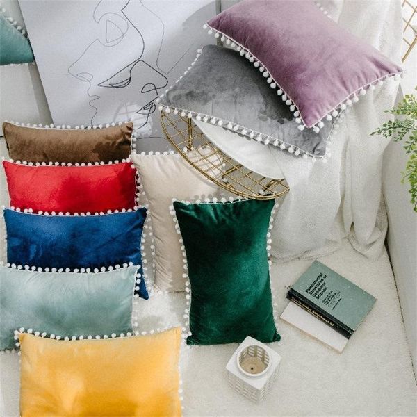 grey green cute pompom ball pillow cover solid cushion soft velvet home decorative 45x45cm/30x50cm for sofa bed chair cushion/decorative
grey green cute pompom ball pillow cover solid cushion soft velvet home decorative 45x45cm/30x50cm for sofa bed chair cushion/decorative