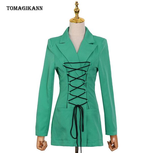 women's suits & blazers fashion tunic lace up cross women blazer solid notched long sleeve green bandage slim jacket female 2021 lady c, White;black
women's suits & blazers fashion tunic lace up cross women blazer solid notched long sleeve green bandage slim jacket female 2021 lady c, White;black