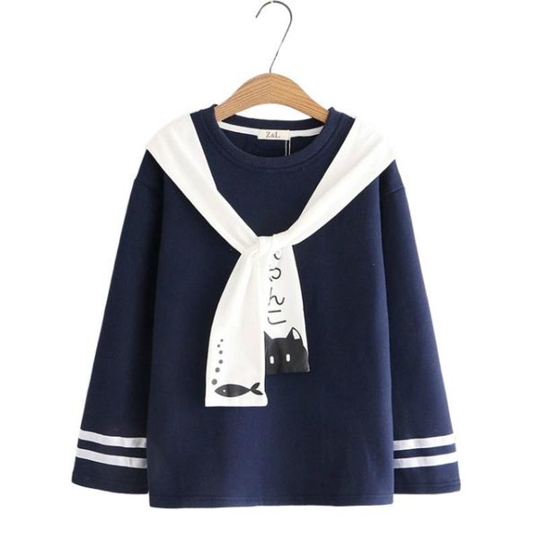 women's hoodies & sweatshirts winter thick women and cartoon cat print plus velvet pullover 2021 autumn flare sleeve tie collar tracksu, Black
women's hoodies & sweatshirts winter thick women and cartoon cat print plus velvet pullover 2021 autumn flare sleeve tie collar tracksu, Black