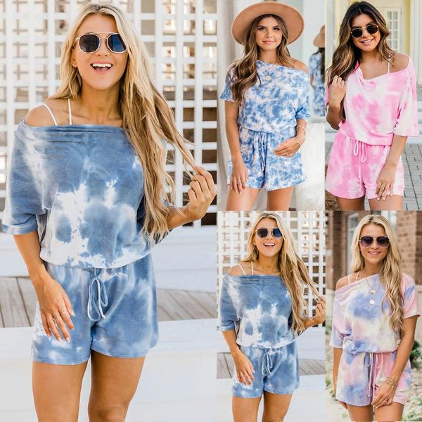 women's t-shirt summer tracksuit fashion 2021 tie dye with short sleeve+straight shorts 2 piece suit slash-neck, White
women's t-shirt summer tracksuit fashion 2021 tie dye with short sleeve+straight shorts 2 piece suit slash-neck, White