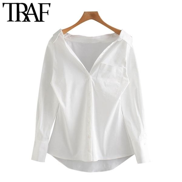 traf women fashion with pockets asymmetric blouses vintage long sleeve button-up female shirts chic 210323, White
traf women fashion with pockets asymmetric blouses vintage long sleeve button-up female shirts chic 210323, White