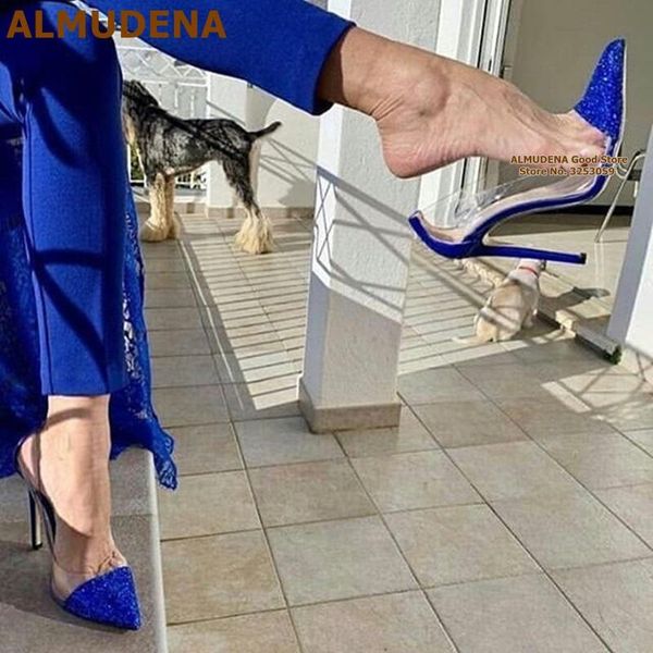 dress shoes almudena royal blue bling grete pointed toe high heels clear pvc patchwork wedding stiletto glittering pumps, Black
dress shoes almudena royal blue bling grete pointed toe high heels clear pvc patchwork wedding stiletto glittering pumps, Black