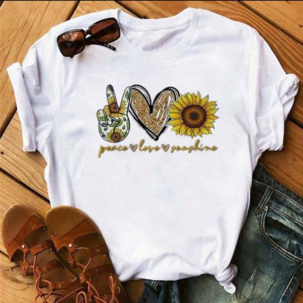 sunflower print vogue harajuku women t shirts peace love sunshine girl casual tee female woman clothing, White
sunflower print vogue harajuku women t shirts peace love sunshine girl casual tee female woman clothing, White