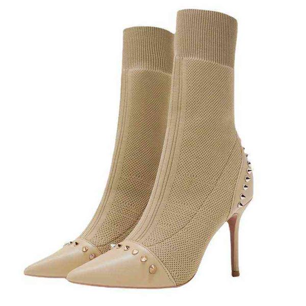 pointed elastic socks and boots women's thin heel riveted high shoes autumn winter 2021 slim middle tube single, Black
pointed elastic socks and boots women's thin heel riveted high shoes autumn winter 2021 slim middle tube single, Black