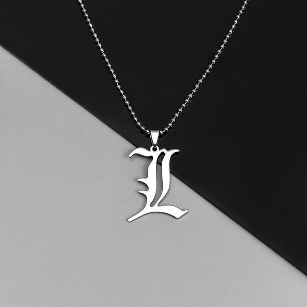 pendant necklaces death note l lawliet necklace stainless steel old english letter beads chain cosplay jewelry accessories, Silver
pendant necklaces death note l lawliet necklace stainless steel old english letter beads chain cosplay jewelry accessories, Silver