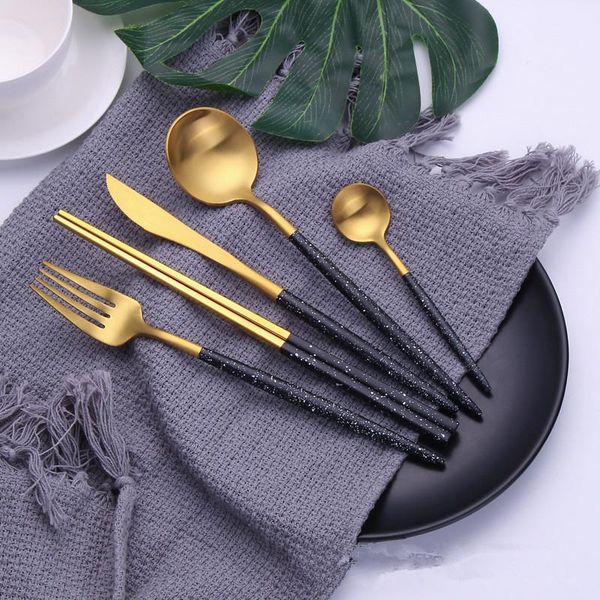 24pcs/set european black gold dot stainless steel cutlery set flatware dinner knives forks spoon dinnerware tableware sets
24pcs/set european black gold dot stainless steel cutlery set flatware dinner knives forks spoon dinnerware tableware sets