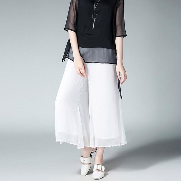 women's pants & capris summer plus-size loose chiffon divided skirts elastic waist wide leg fashion casual ankle-length, Black;white
women's pants & capris summer plus-size loose chiffon divided skirts elastic waist wide leg fashion casual ankle-length, Black;white