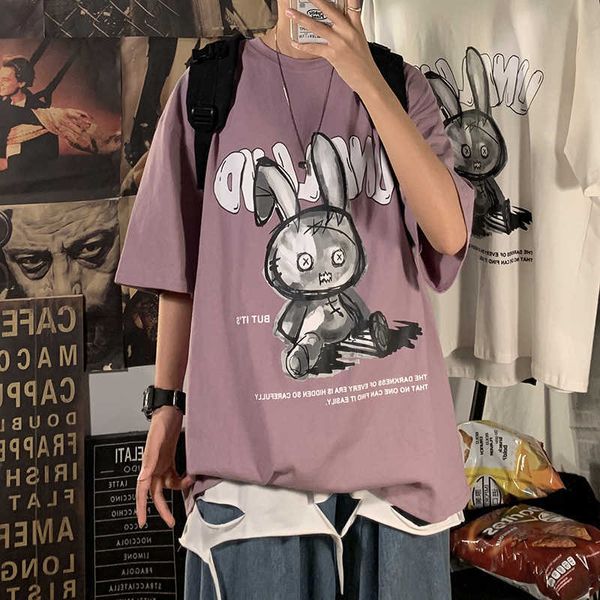 street short sleeve t-shirt printed cartoon fashion summer clothes loose sweater trend hip hop couple men's wear, White;black
street short sleeve t-shirt printed cartoon fashion summer clothes loose sweater trend hip hop couple men's wear, White;black
