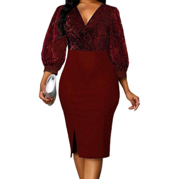 casual dresses 2021 formal dress shiny solid color v neck elegant 3/4 lantern sleeve patchwork bodycon for wedding, Black;gray
casual dresses 2021 formal dress shiny solid color v neck elegant 3/4 lantern sleeve patchwork bodycon for wedding, Black;gray