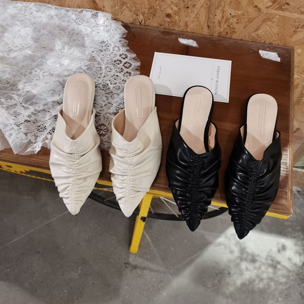 brand pleated mules shoes women pointed toe slippers korean summer sandals flip flops comfy flat closed toe slides femme 1, Black
brand pleated mules shoes women pointed toe slippers korean summer sandals flip flops comfy flat closed toe slides femme 1, Black