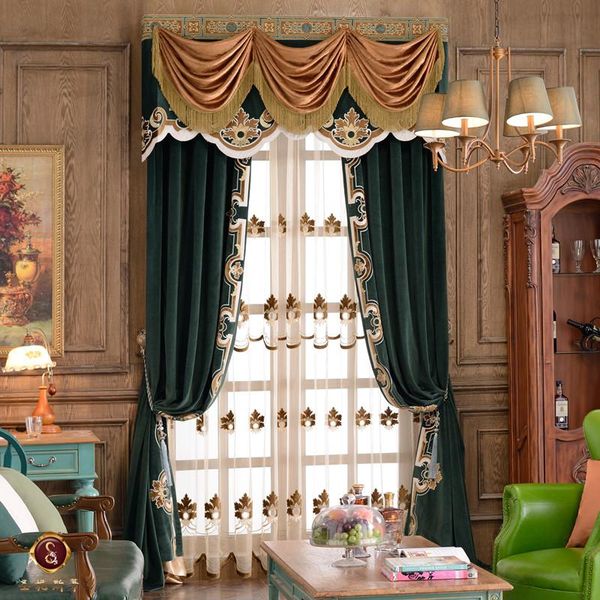 curtain & drapes custom luxury high-grade retro european court thick green flannel embroidery cloth blackout valance tulle e982
curtain & drapes custom luxury high-grade retro european court thick green flannel embroidery cloth blackout valance tulle e982