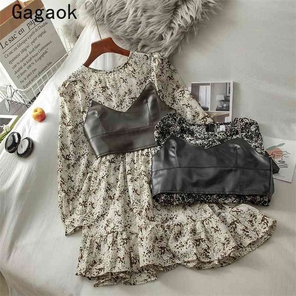 gagaok sweet two piece set women spring autumn korean chic wild fashion ladies outfits floral dresses + pu vests 210730, White
gagaok sweet two piece set women spring autumn korean chic wild fashion ladies outfits floral dresses + pu vests 210730, White