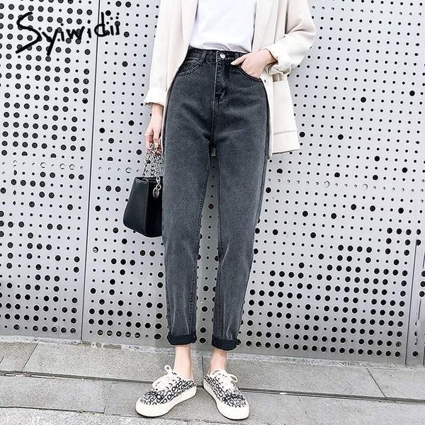 women's jeans syiwidii woman high waist denim pants black mom plus size women street harem coated clothes 2021 fashion, Blue 
women's jeans syiwidii woman high waist denim pants black mom plus size women street harem coated clothes 2021 fashion, Blue