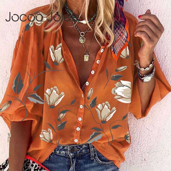 jocoo jolee plus size women blouse casual floral print v neck loose shirts elegant and blouses vintage streetwear tunic 210619, White
jocoo jolee plus size women blouse casual floral print v neck loose shirts elegant and blouses vintage streetwear tunic 210619, White