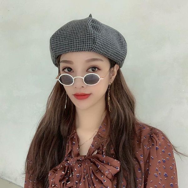 berets autumn winter plaid beret hats for women french fashion female houndstooth black gorra, Blue;gray
berets autumn winter plaid beret hats for women french fashion female houndstooth black gorra, Blue;gray