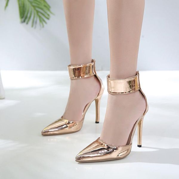 women pumps patent leather stiletto high heels gold party wedding shoes ladies pointed toe ankle strap sandals zapatos dress, Black
women pumps patent leather stiletto high heels gold party wedding shoes ladies pointed toe ankle strap sandals zapatos dress, Black