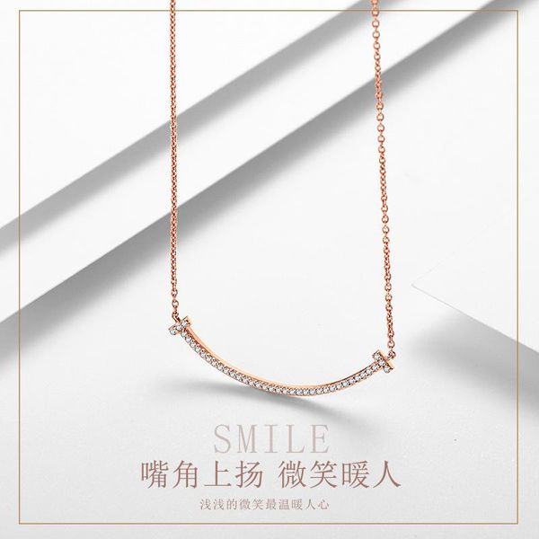 pendant necklaces smile necklace collarbone chain titanium steel plated rose gold color choker, Silver
pendant necklaces smile necklace collarbone chain titanium steel plated rose gold color choker, Silver