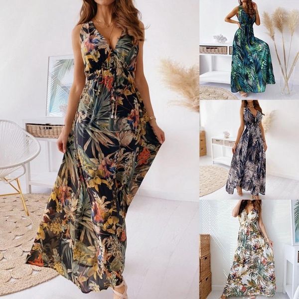 women's swimwear deep v neck print boho sleeveless backless maxi dress 2021 summer casual tank vintage long dresses for women robe femm, White;black
women's swimwear deep v neck print boho sleeveless backless maxi dress 2021 summer casual tank vintage long dresses for women robe femm, White;black