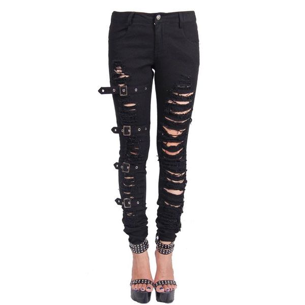 women's pants & capris devil fashion women punk rivet high waist slim fit hole streetwear personality long trousers winter jean, Black;white
women's pants & capris devil fashion women punk rivet high waist slim fit hole streetwear personality long trousers winter jean, Black;white