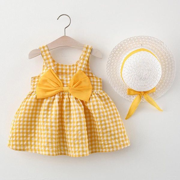 clothing sets 2pcs/set girls dress +hat cotton comfortable children's 2021 summer floral girls' sleeveless for children, White