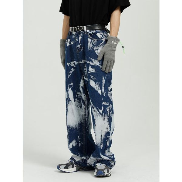 - 2021 four seasons korean tie dye loose trend straight tube ruffian handsome wash water jeans men's wear, Blue
- 2021 four seasons korean tie dye loose trend straight tube ruffian handsome wash water jeans men's wear, Blue