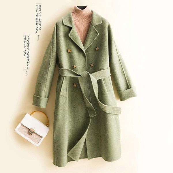 women's wool & blends korean version autumn 2021 high-end double-sided coat suit collar long style, Black
women's wool & blends korean version autumn 2021 high-end double-sided coat suit collar long style, Black