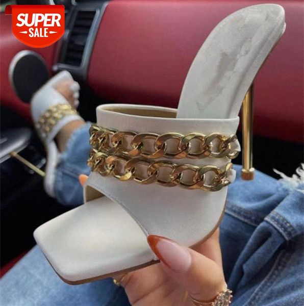 european and american large size square toe metal chain high heels stiletto with sandals slippers #zv70, Black
european and american large size square toe metal chain high heels stiletto with sandals slippers #zv70, Black