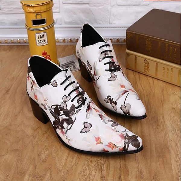dress shoes high-end white printing lace-up men luxury fashion pointed toe business party wedding high heels shoe flower, Black
dress shoes high-end white printing lace-up men luxury fashion pointed toe business party wedding high heels shoe flower, Black