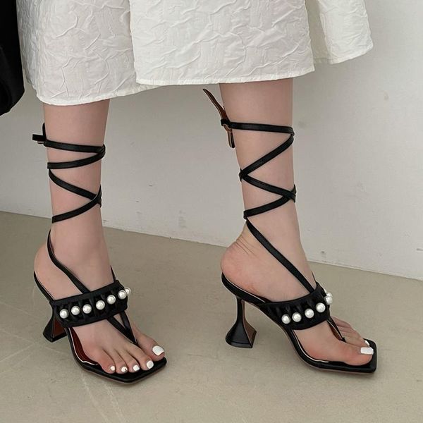 sandals designer heels cross strappy ankle high summer pearl woman fashion dress shoes chaussures femmes, Black
sandals designer heels cross strappy ankle high summer pearl woman fashion dress shoes chaussures femmes, Black