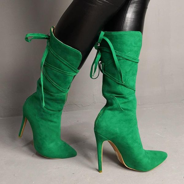 boots women lace up mid calf shoes high heels pointed toe fashion flock lady party spring autumn women's botas, Black
boots women lace up mid calf shoes high heels pointed toe fashion flock lady party spring autumn women's botas, Black