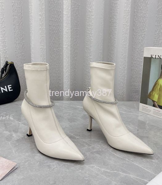 boots autumn and winter high heels short boots thin pointed toe cover drill chain elastic zipper sleeve, Black
boots autumn and winter high heels short boots thin pointed toe cover drill chain elastic zipper sleeve, Black
