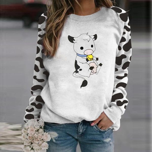 women's fashion casual cow print long sleeve o-neck loose sweatshirt female cartoon printed kawaii hoodies sudadera & sweatshirts, Black
women's fashion casual cow print long sleeve o-neck loose sweatshirt female cartoon printed kawaii hoodies sudadera & sweatshirts, Black