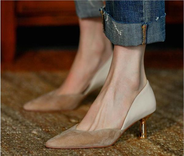 dress shoes fashion women's pump pointed metal thin heel 6cm high heels sliding female wedding party super, Black
dress shoes fashion women's pump pointed metal thin heel 6cm high heels sliding female wedding party super, Black