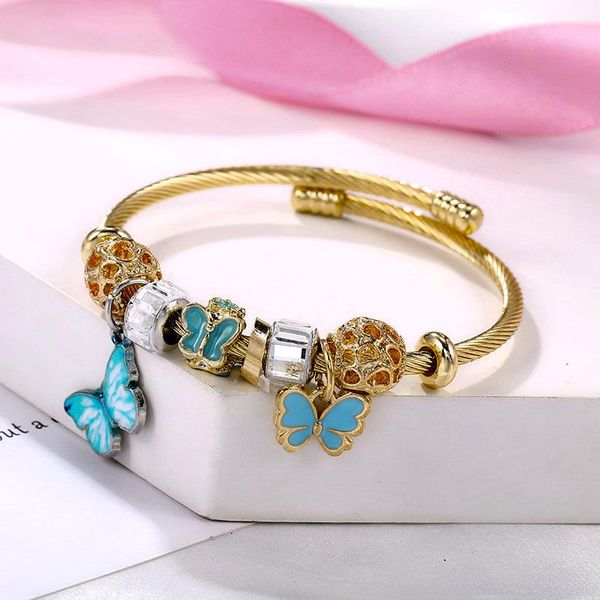 tennis opening stainless steel bracelet gold pink gradual change butterfly pendant pearl korean beautiful girl, Golden;silver
tennis opening stainless steel bracelet gold pink gradual change butterfly pendant pearl korean beautiful girl, Golden;silver