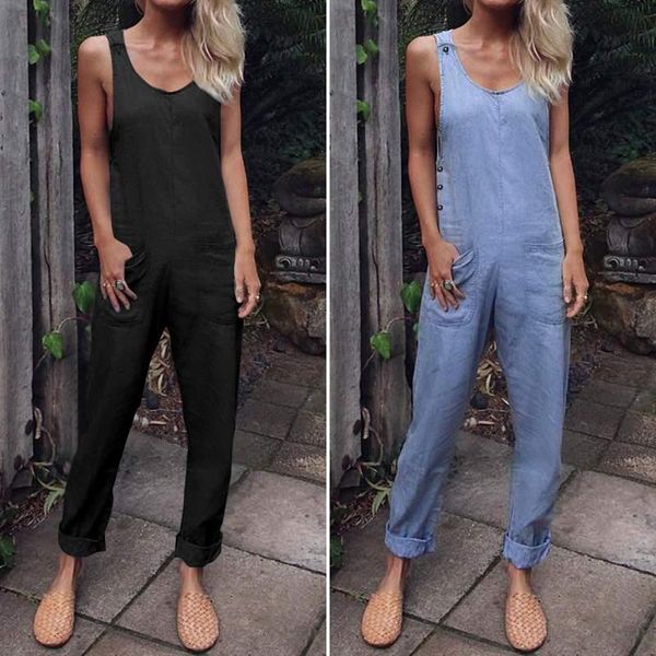 women's jumpsuits & rompers summer sleeveless romper 2021 celmia women vintage dungarees femme casual loose buttons harem pants plus si, Black;white
women's jumpsuits & rompers summer sleeveless romper 2021 celmia women vintage dungarees femme casual loose buttons harem pants plus si, Black;white