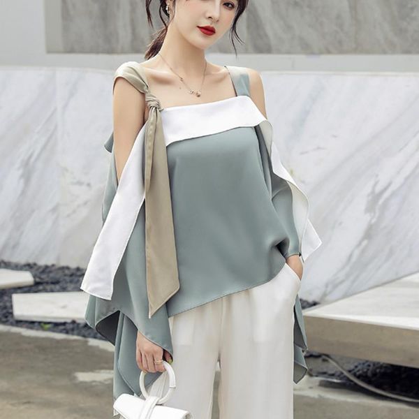 women's blouses & shirts 2021 summer casual vintage loose slash neck off shoulder women fashionable irregular patchwork chic, White
women's blouses & shirts 2021 summer casual vintage loose slash neck off shoulder women fashionable irregular patchwork chic, White