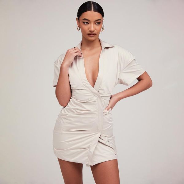 casual dresses women short sleeve shirt dress with pleated decoration,summer style fashion low cut skinny fit ladies, Black;gray
casual dresses women short sleeve shirt dress with pleated decoration,summer style fashion low cut skinny fit ladies, Black;gray