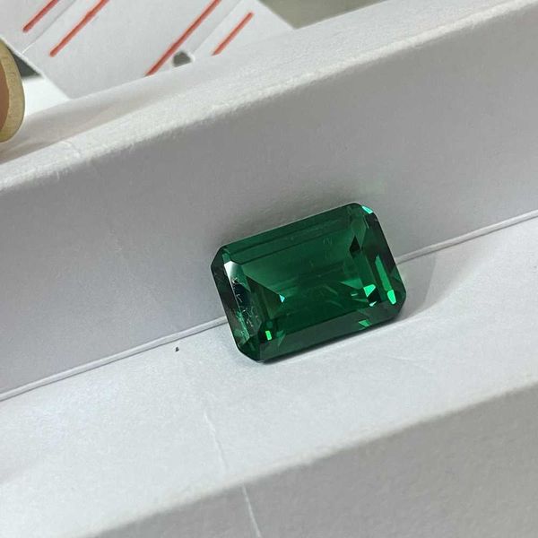 meisidian 10x14mm 5a quality 7 carat lab green emerald loose gemstone for ring h1015, Black